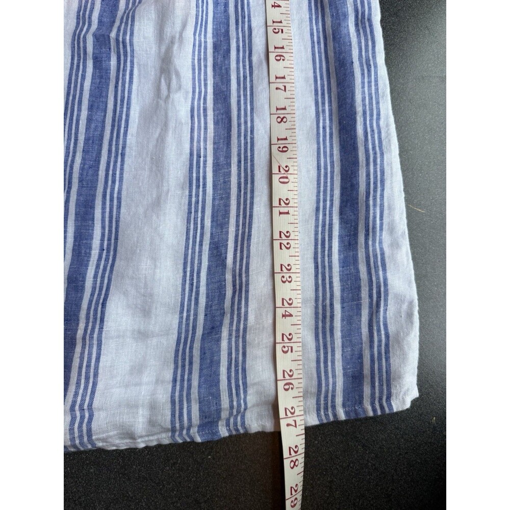 NWT Talbots Women’s 100% Linen Short Sleeve Blue And White Striped Blouse Size L - Picture 5 of 6